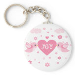 Pink Love Birds Heart Baby Key Chains