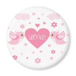 Pink Love Birds Heart Baby Refrigerator Magnet