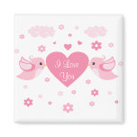Pink Love Birds Heart Baby Refrigerator Magnet