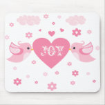 Pink Love Birds Heart Baby Mouse Pad