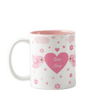 Pink Love Birds Heart Baby Mugs