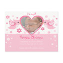Pink Love Birds Photo Baby Birth Announcement postcard