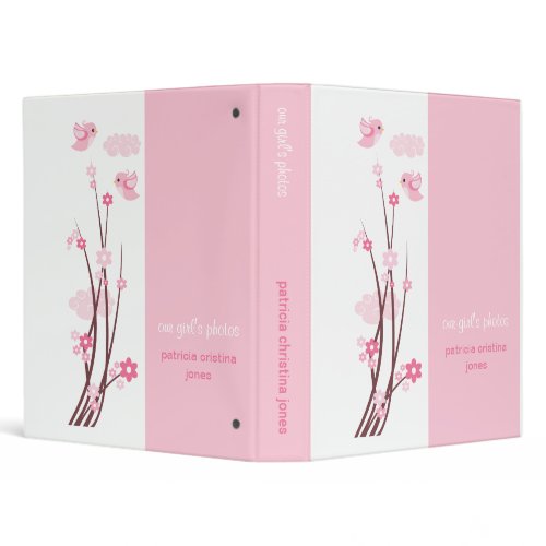 Pink Love Birds Spring Flowers Baby Album binder