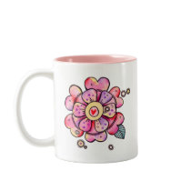 Pink Love Flower Mug mugs