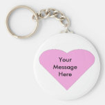 Pink Love Heart message template Keychains