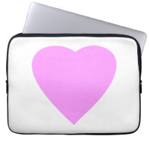 Pink love heart on white. laptop computer sleeve