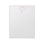 Pink love heart on white. scratch pad