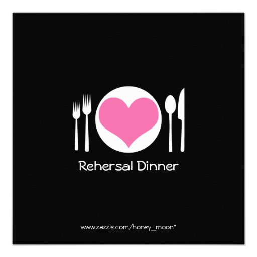 Pink Love Heart Plate Rehersal Dinner Invitation