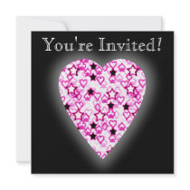 Pink Love Heart! Playing Card Pattern! invitations