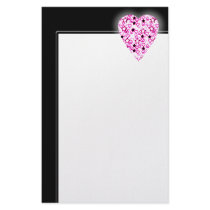 Pink Love Heart! Playing Card Pattern! stationery by PsyborgAli Pink Love Heart! Playing Card Pattern! stationery