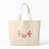 Pink Lovebirds Canvas Bags