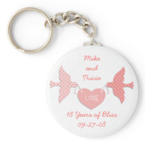 Pink Lovebirds Keychain
