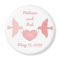 Pink Lovebirds magnets by trennea Pink Lovebirds magnets