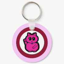 Pink Lucky Cat keychains