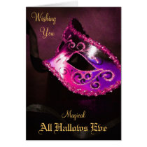 Pink Magical Masquerade Halloween Card