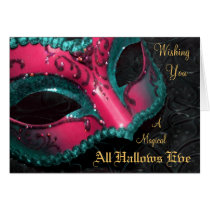 Pink Magical Wishes Masquerade Halloween Card