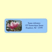 Pink Magnolia Blossoms Flower Address Label labels