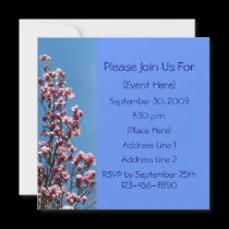 Pink Magnolia Blossoms Flower Party Invitation by SmilinEyesTreasures Pink Magnolia Blossoms Flower Party Invitation