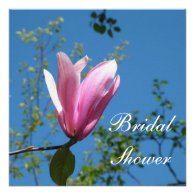Pink magnolia flower bridal shower invitation