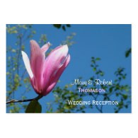 Pink magnolia flower wedding reception details business card template