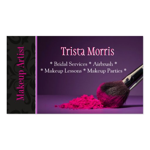 Pink Makeup Artist Brush Powder Business Card