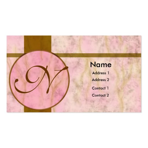 Pink Marble Inlay Business Card Template (front side)