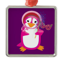 Pink Mardi Gras Penguin Ornament ornaments