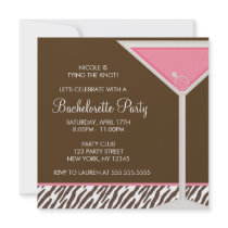 Pink Martini and Brown Zebra Pattern Personalized Invites