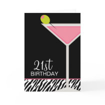 Pink Martini and Zebra Pattern Greeting Card