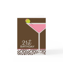 Pink Martini and Zebra Pattern Greeting Cards