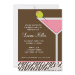 Pink Martini and Zebra Pattern Custom Invitation