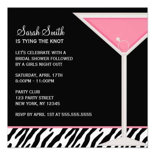 Pink Martini and Zebra Pattern Invitation