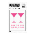 Pink martini save the date wedding postage stamp