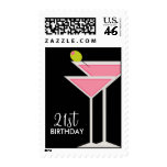 Pink Martinis Postage Stamp