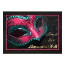 Pink Mask Masquerade Ball Halloween Invitation