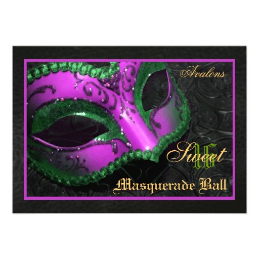 Pink  Mask Masquerade Sweet 16 Party Invitation