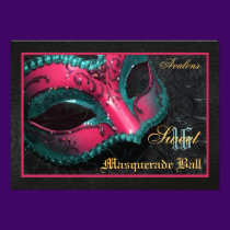 Pink  Mask Masquerade Sweet 16 Party Invitation invitations