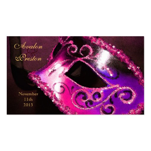 Pink Masquerade Elegant Favor Tag Business Cards (back side)