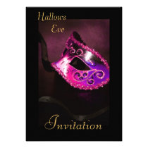 Pink Masquerade Halloween Holiday Invitation