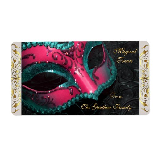 Pink Masquerade Mask  Halloween Baking Label