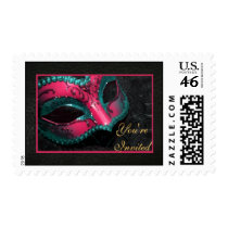 Pink Masquerade Mask Halloween Party Postage