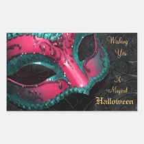 Pink Masquerade Mask Halloween Party Stickers