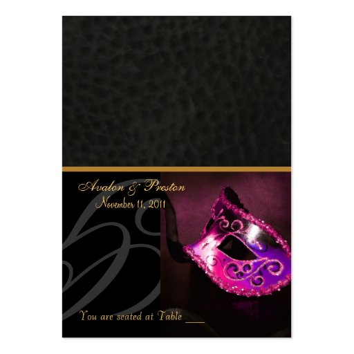 Pink Masquerade Mask Placecard Business Card (front side)