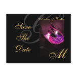 Pink Masquerade Mask Save The Date Postcard
