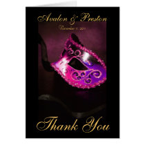 Pink Masqurade Mask Thank You Note Card