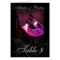 Pink Masqurade Swirl Table Number Card