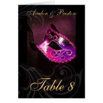 Pink Masqurade Swirl Table Number Card