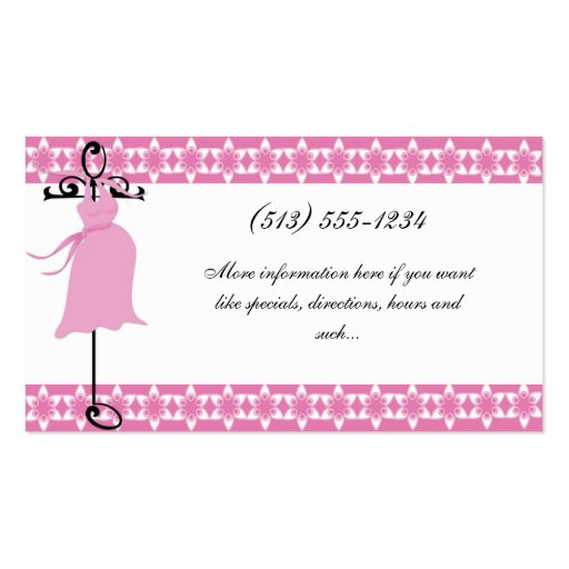 Pink Maternity Dress Boutique Business Cards (back side)