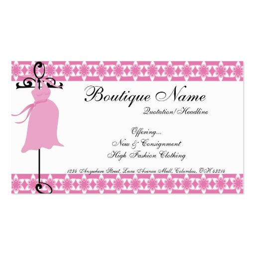 Pink Maternity Dress Boutique Business Cards (front side)