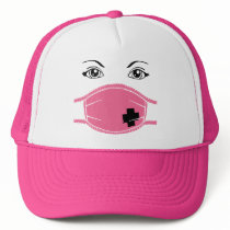 Pink Medical Mask Graphic Mesh Hat